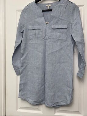 Joie Light Blue Linen-Blend Tunic Shirt dress size small